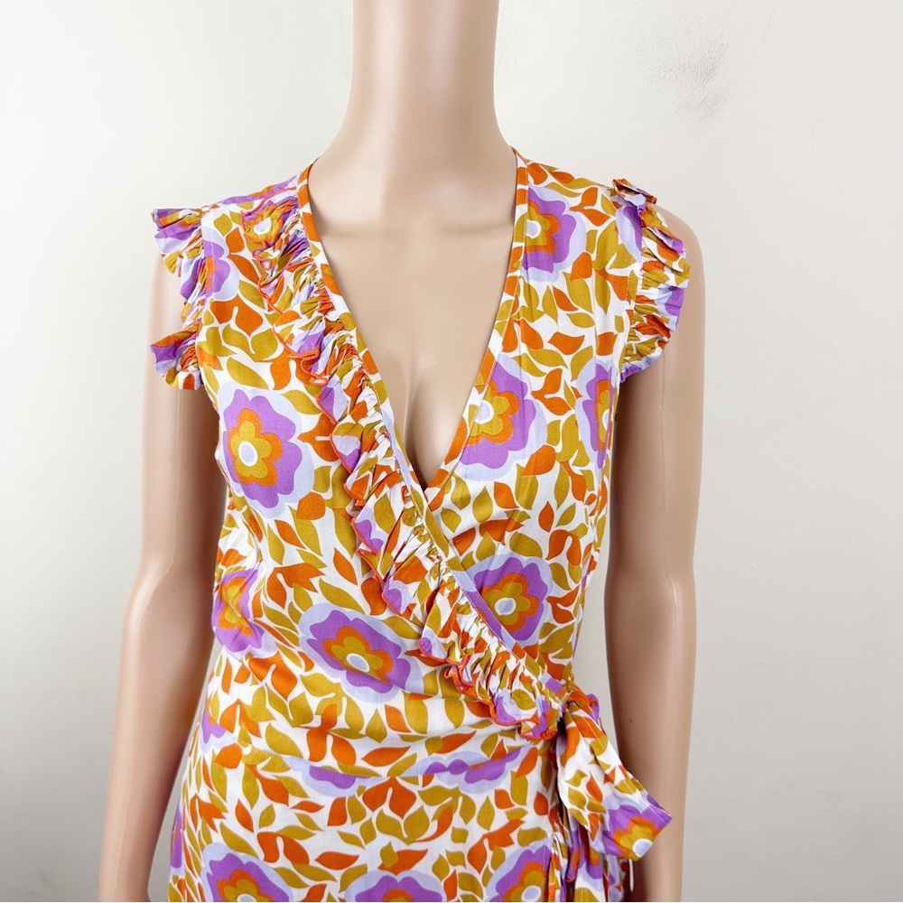 FEATHER & FIND FLORAL PRINTED RUFFLE WRAP MAXI DRESS - Picture 3 of 15